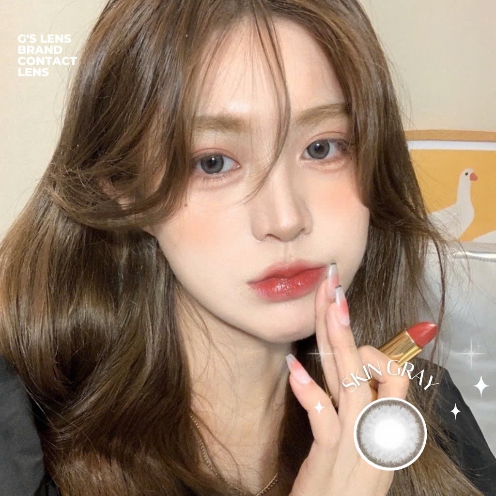 Kính áp tròng 6 tháng SKIN GRAY màu xám xanh tự nhiên giãn tròng nhỏ GTRENDY - MC38