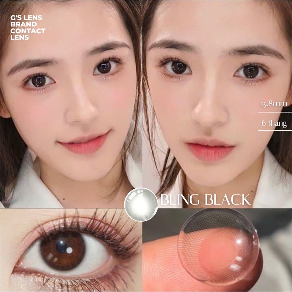 Kính áp tròng 6 tháng BLING BLACK màu đen tự nhiên không giãn tròng GTRENDY