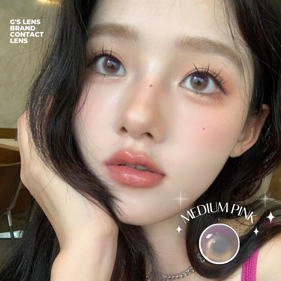 Kính áp tròng 6 tháng MEDIUM PINK màu hồng nâu sáng tây giãn tròng nhỏ GTRENDY - MC38