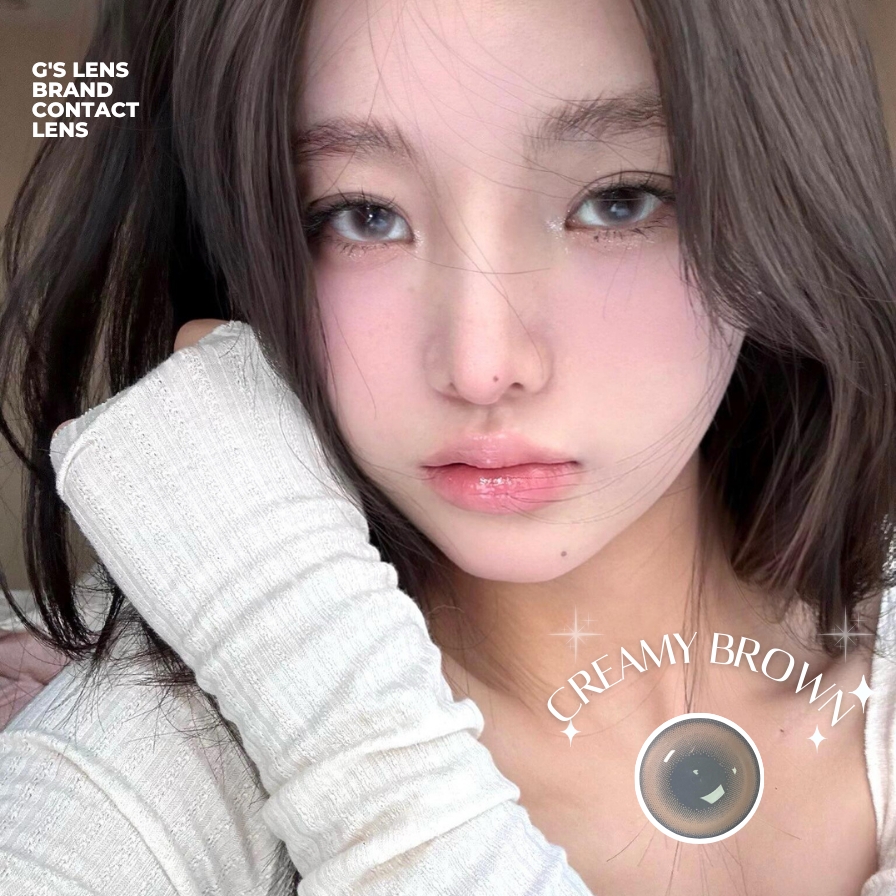 Kính áp tròng 6 tháng CREAMY BROWN màu nâu tự nhiên giãn tròng nhỏ GTRENDY - MC38