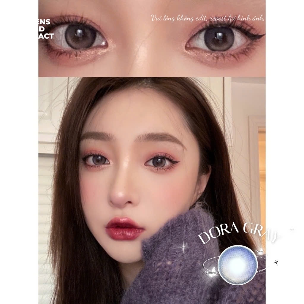 Kính áp tròng 6 tháng DORA GRAY màu xám sáng tây giãn tròng nhỏ GTRENDY - MC38