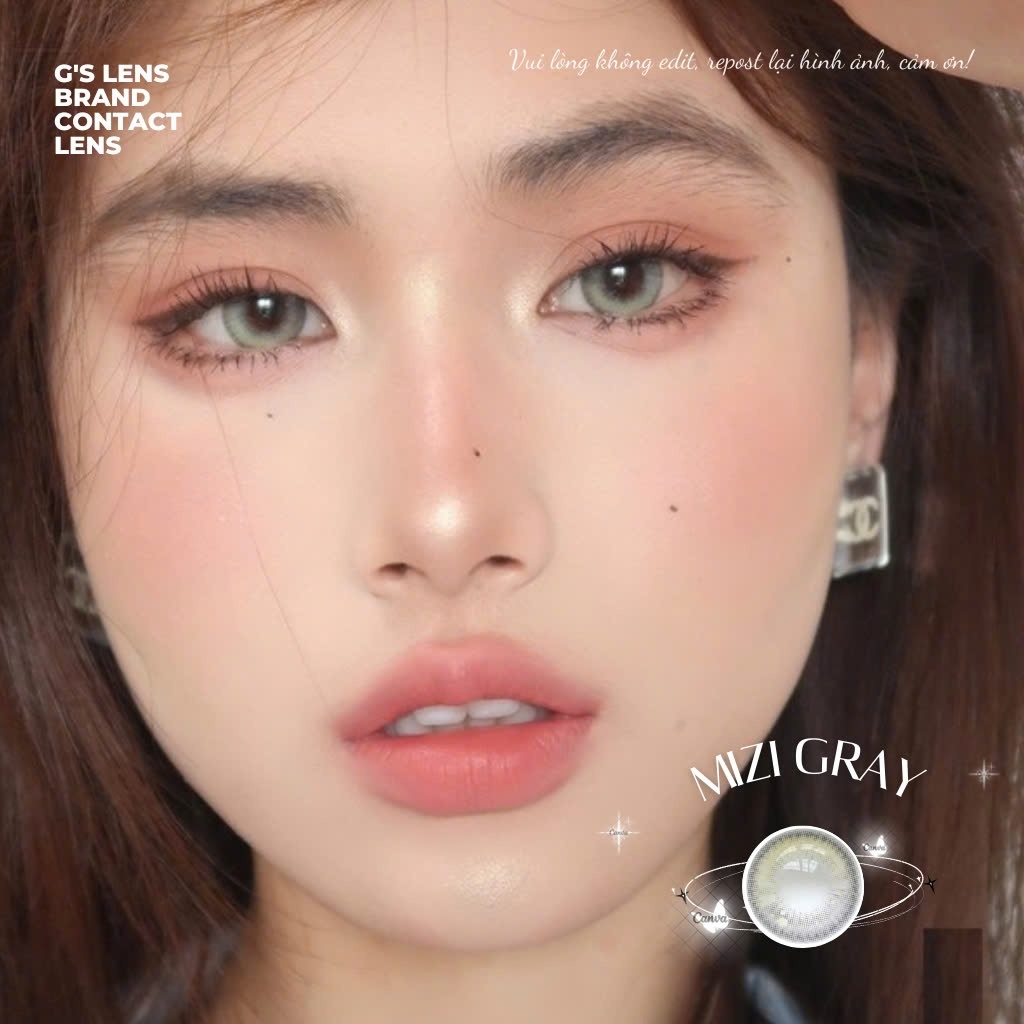 Kính áp tròng 6 tháng MIZI GRAY màu xám rêu sáng tây giãn tròng nhỏ GTRENDY - MC38