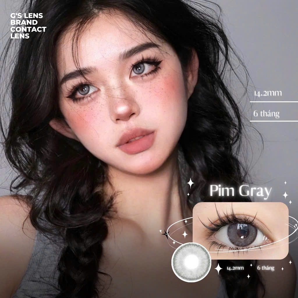 Kính áp tròng 6 tháng PIM GRAY màu xám sáng tây giãn tròng nhỏ GTRENDY - MC38