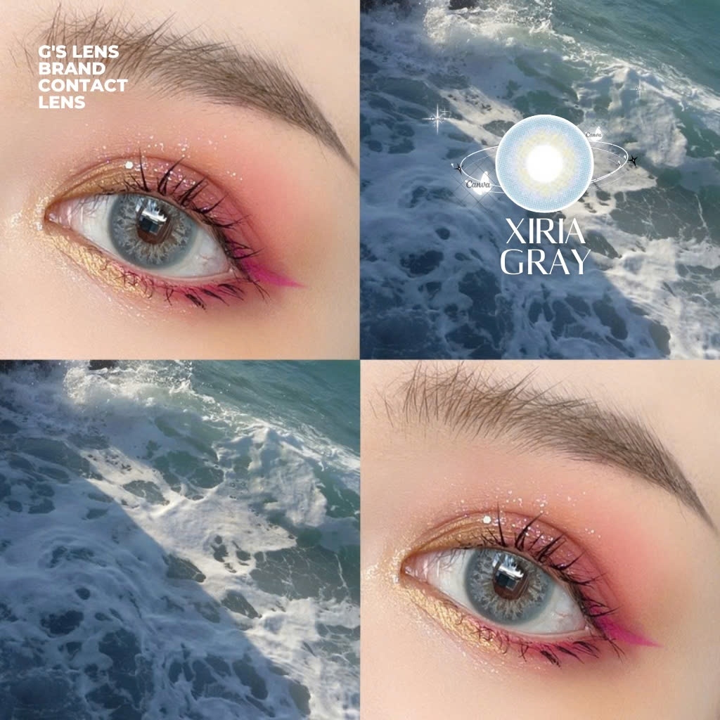 Kính áp tròng 6 tháng XIRIA GRAY màu xám xanh sáng tây giãn tròng nhỏ GTRENDY - MC38