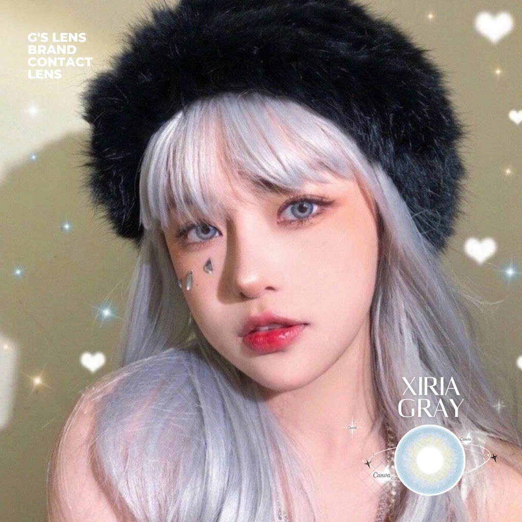Kính áp tròng 6 tháng XIRIA GRAY màu xám xanh sáng tây giãn tròng nhỏ GTRENDY - MC38