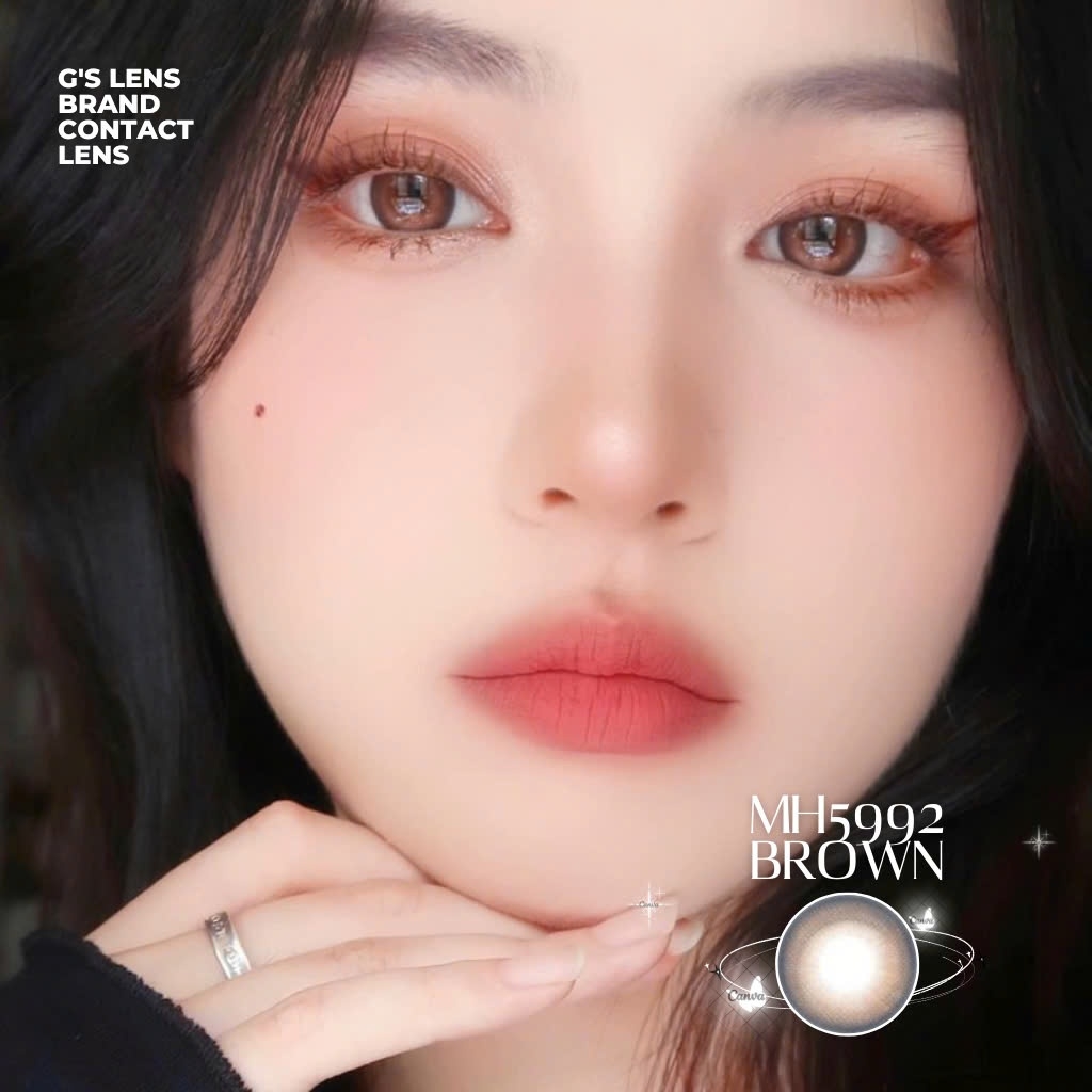 Kính áp tròng 6 tháng MH5992 BROWN màu nâu xanh sáng tây giãn tròng nhỏ GTRENDY - MC38