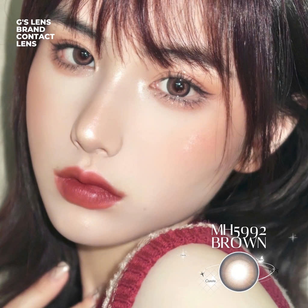 Kính áp tròng 6 tháng MH5992 BROWN màu nâu xanh sáng tây giãn tròng nhỏ GTRENDY - MC38