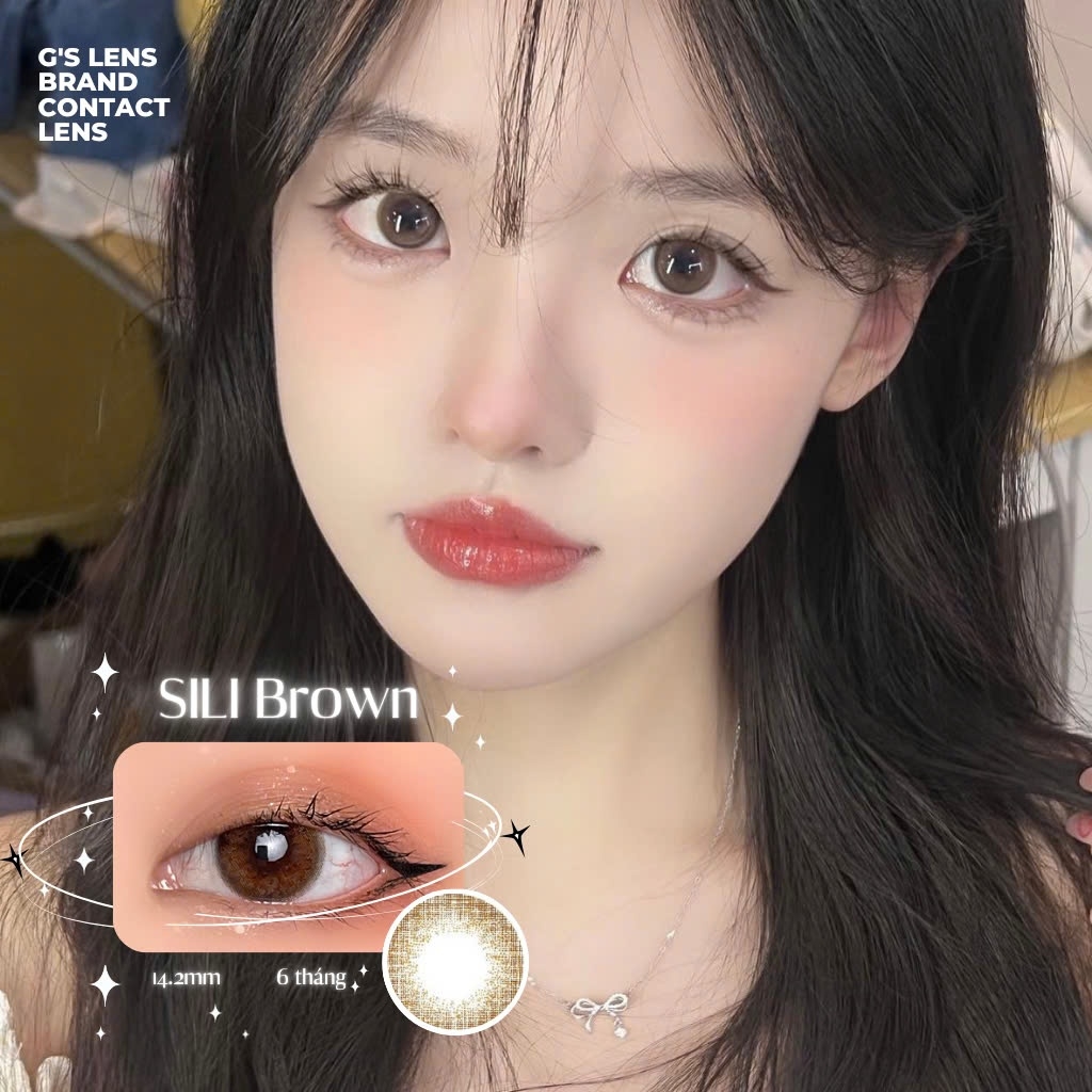 Kính áp tròng 6 tháng SILI BROWN màu nâu tự nhiên giãn tròng nhỏ