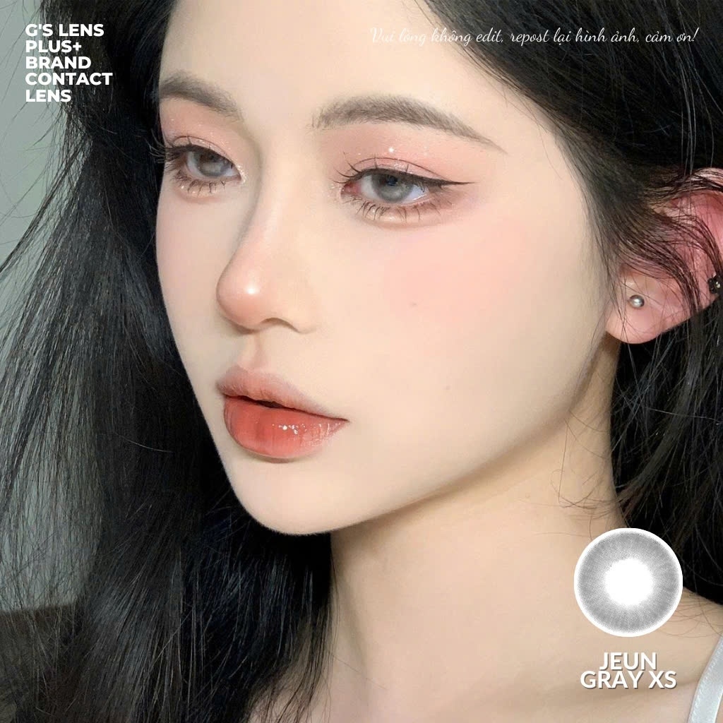 Kính áp tròng 6 tháng JEUN GRAY màu xám sáng tây giãn tròng nhỏ