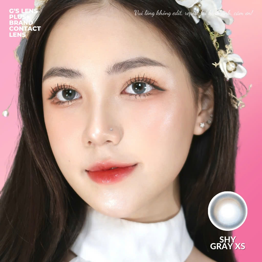 Kính áp tròng 6 tháng SHY GRAY màu xám sáng tây giãn tròng nhỏ