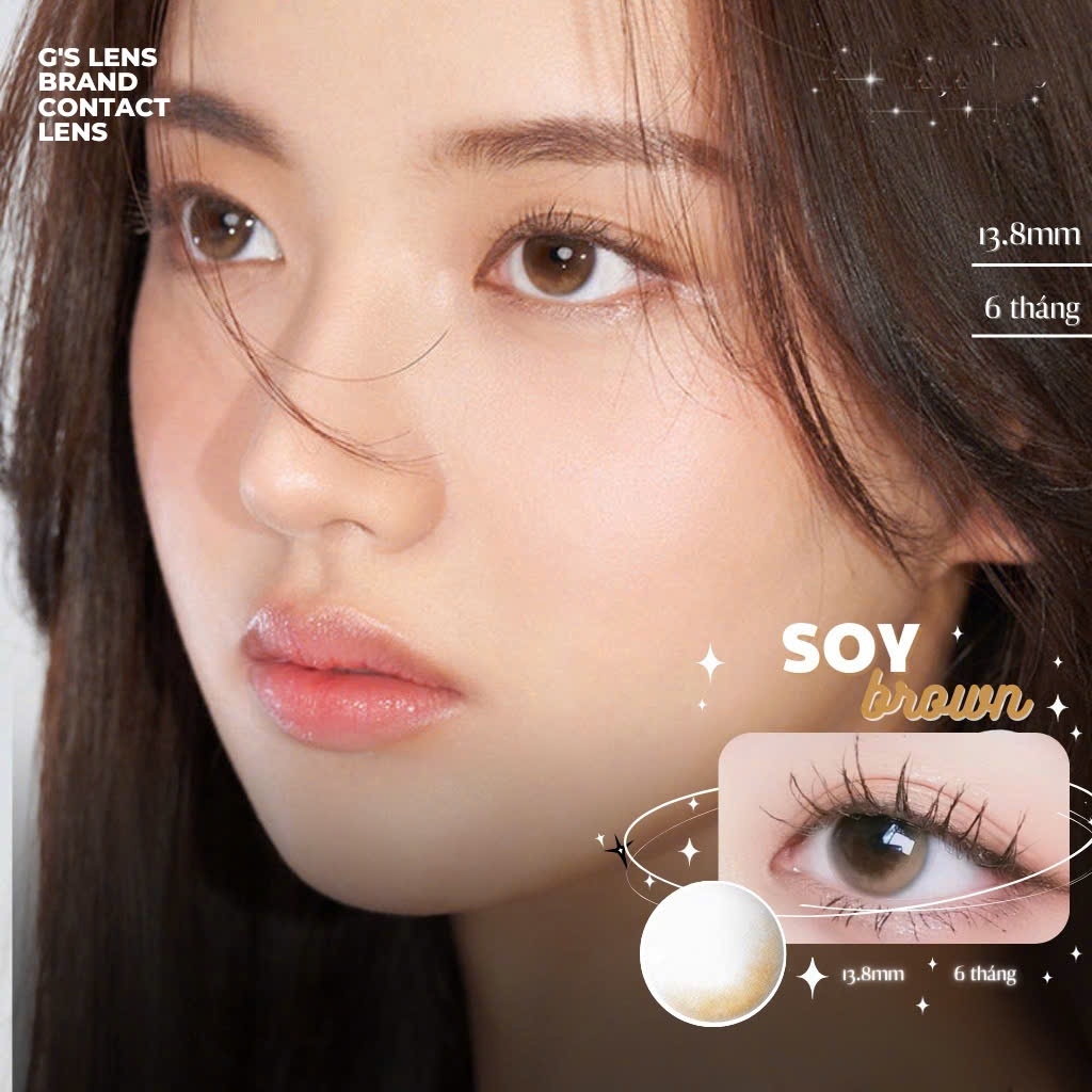 Kính áp tròng 6 tháng SOY BROWN màu nâu tự nhiên không giãn tròng