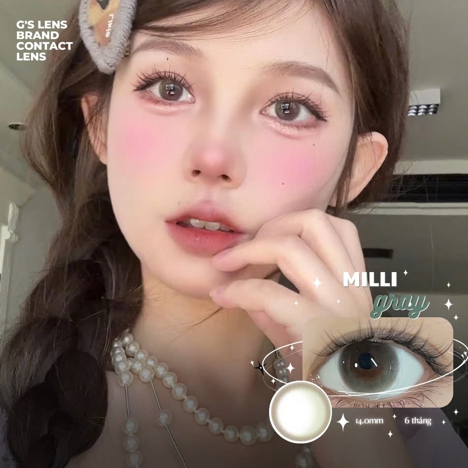 Kính áp tròng 6 tháng MILLI GRAY màu xám rêu sáng tây giãn tròng nhỏ GTRENDY - MC38