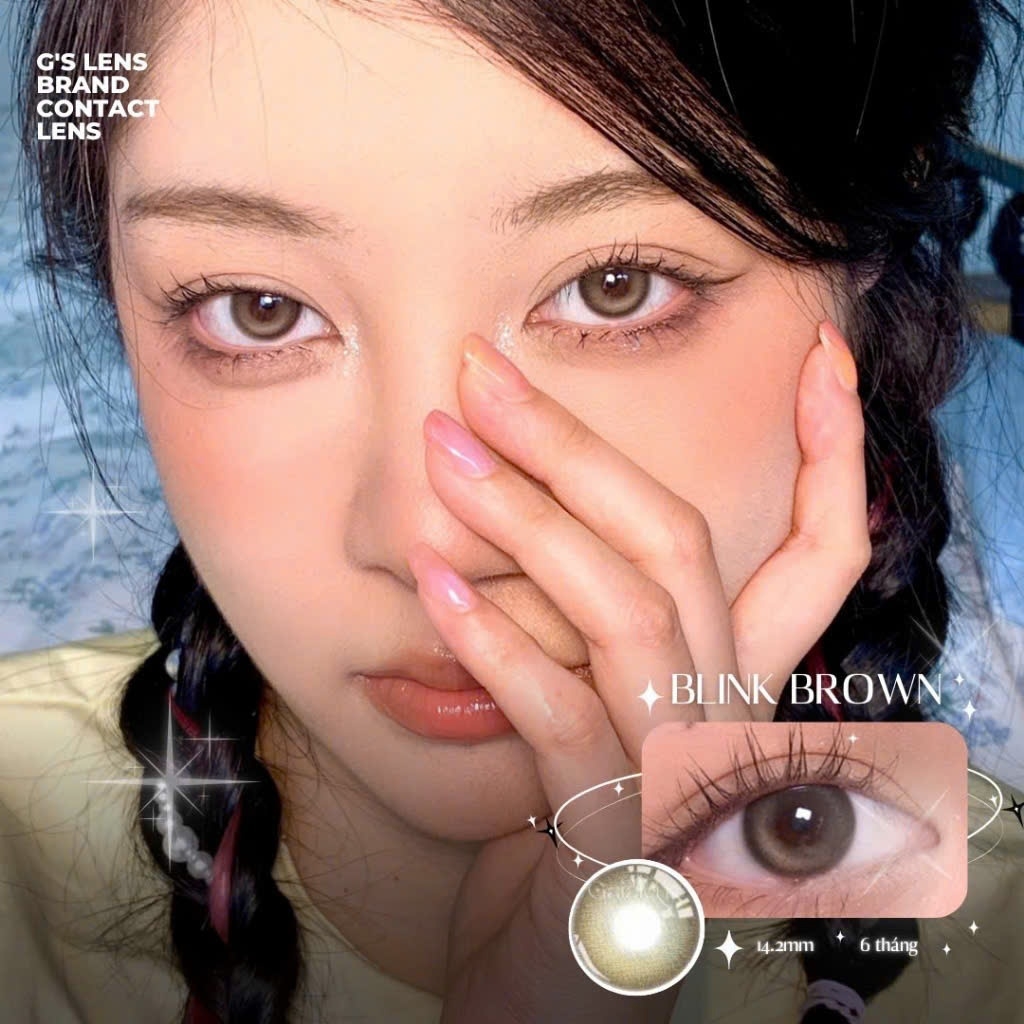 Kính áp tròng 6 tháng BLINK BROWN màu nâu tây sáng giãn tròng nhỏ GTRENDY - MC38