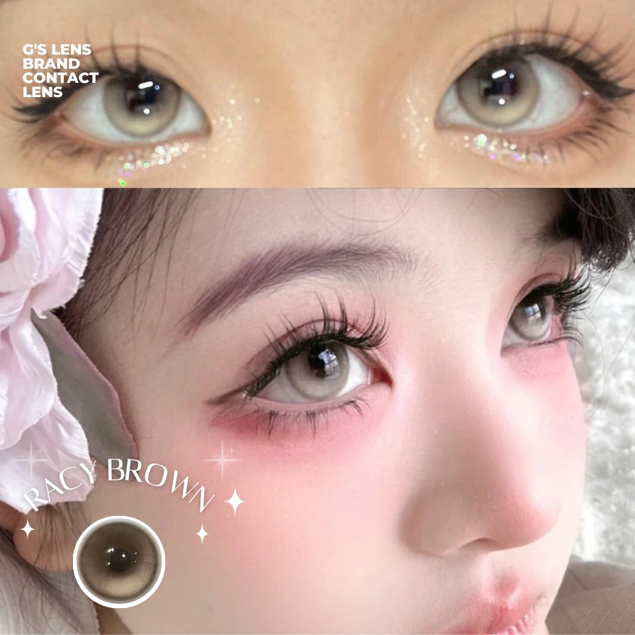 Kính áp tròng 6 tháng RACY BROWN màu nâu sáng tây giãn tròng nhỏ GTRENDY - MC38