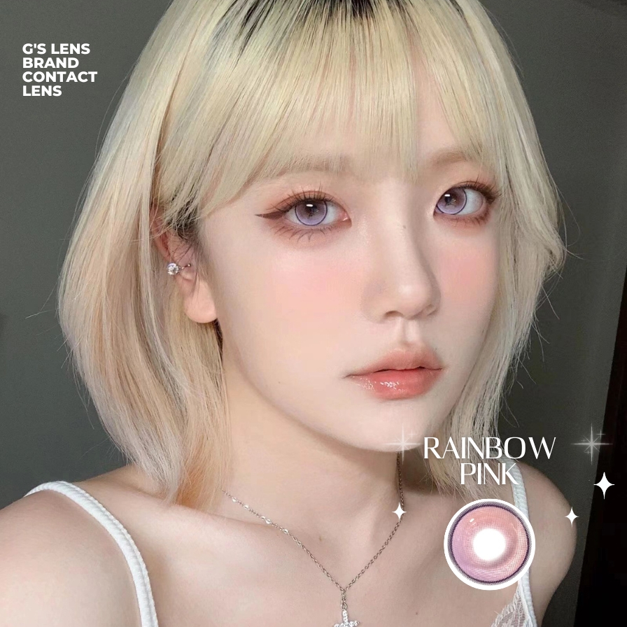 Kính áp tròng 6 tháng RAINBOW PINK màu hồng sáng tây giãn tròng nhỏ GTRENDY - MC38