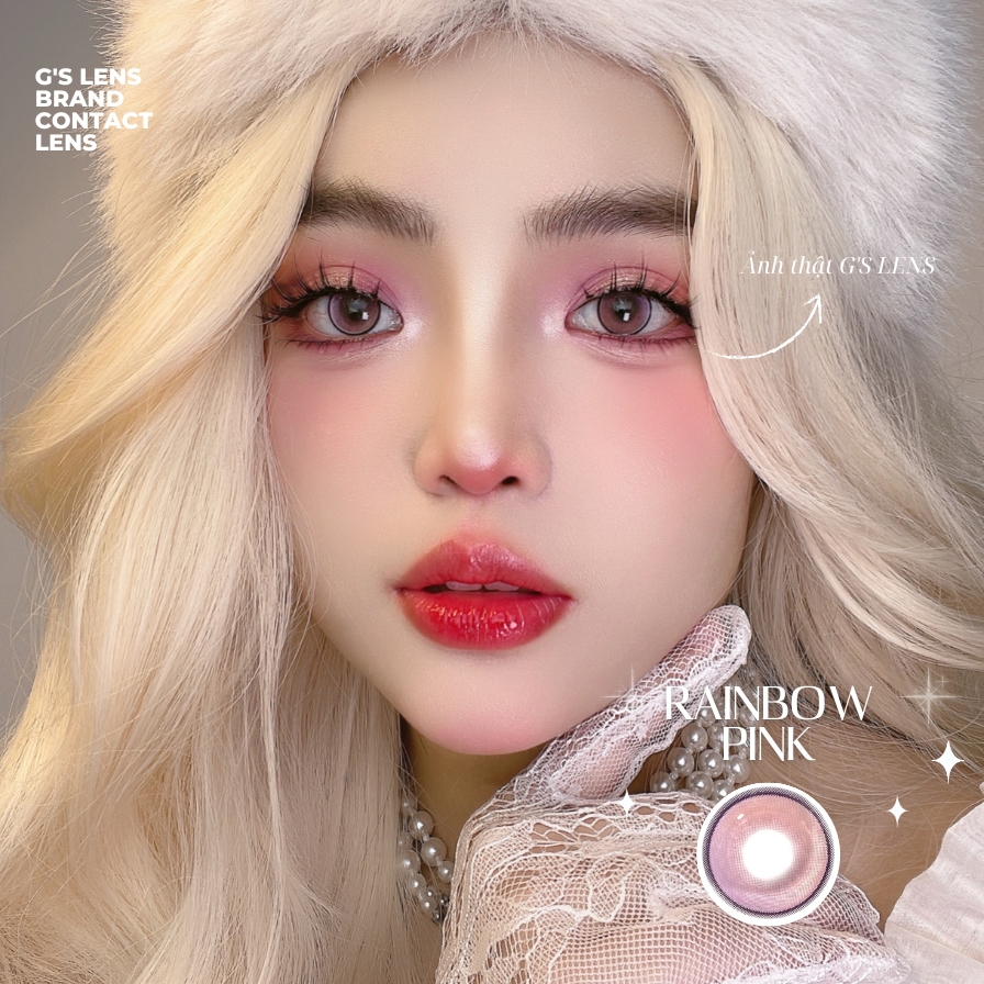 Kính áp tròng 6 tháng RAINBOW PINK màu hồng sáng tây giãn tròng nhỏ GTRENDY - MC38