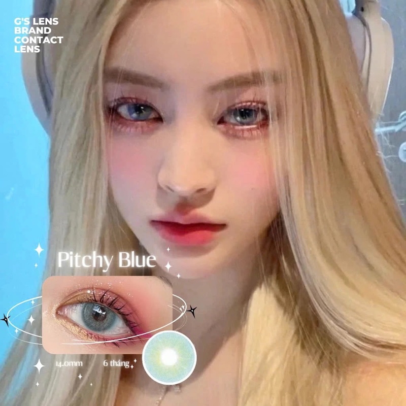 Kính áp tròng 6 tháng PITCHY BLUE màu xanh dương sáng tây không giãn tròng GTRENDY - MC38