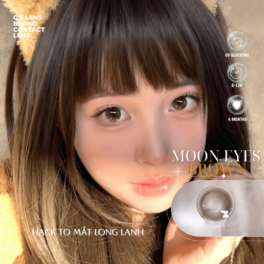 Kính áp tròng 6 tháng MOON EYES BROWN tự nhiên giãn tròng nhỏ BABIEE - BABIEE
