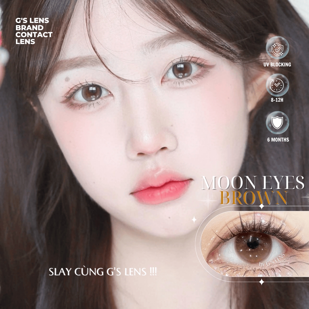 Kính áp tròng 6 tháng MOON EYES BROWN tự nhiên giãn tròng nhỏ BABIEE - BABIEE