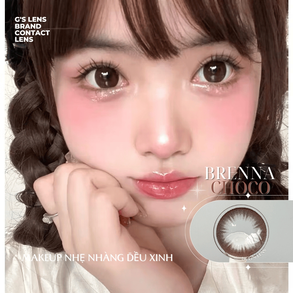 Kính áp tròng 6 tháng BRENNA CHOCO màu choco tự nhiên giãn tròng vừa BABIEE - BABIEE