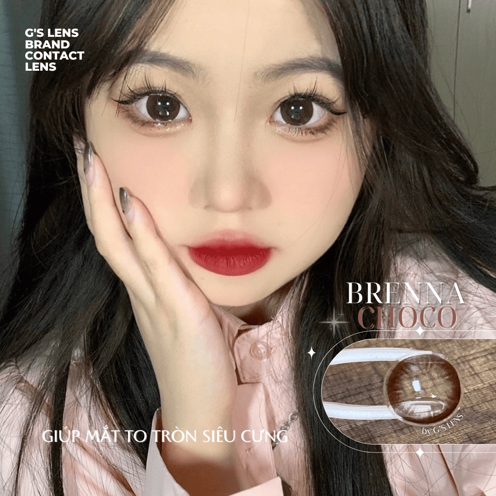 Kính áp tròng 6 tháng BRENNA CHOCO màu choco tự nhiên giãn tròng vừa BABIEE - BABIEE