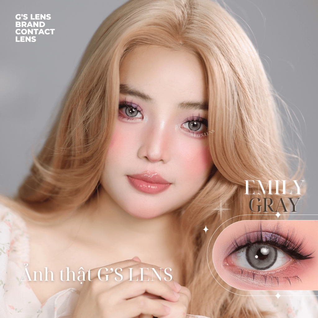 Kính áp tròng 6 tháng EMILY GRAY màu xám ngọc sáng tây giãn tròng vừa GTRENDY - MC38