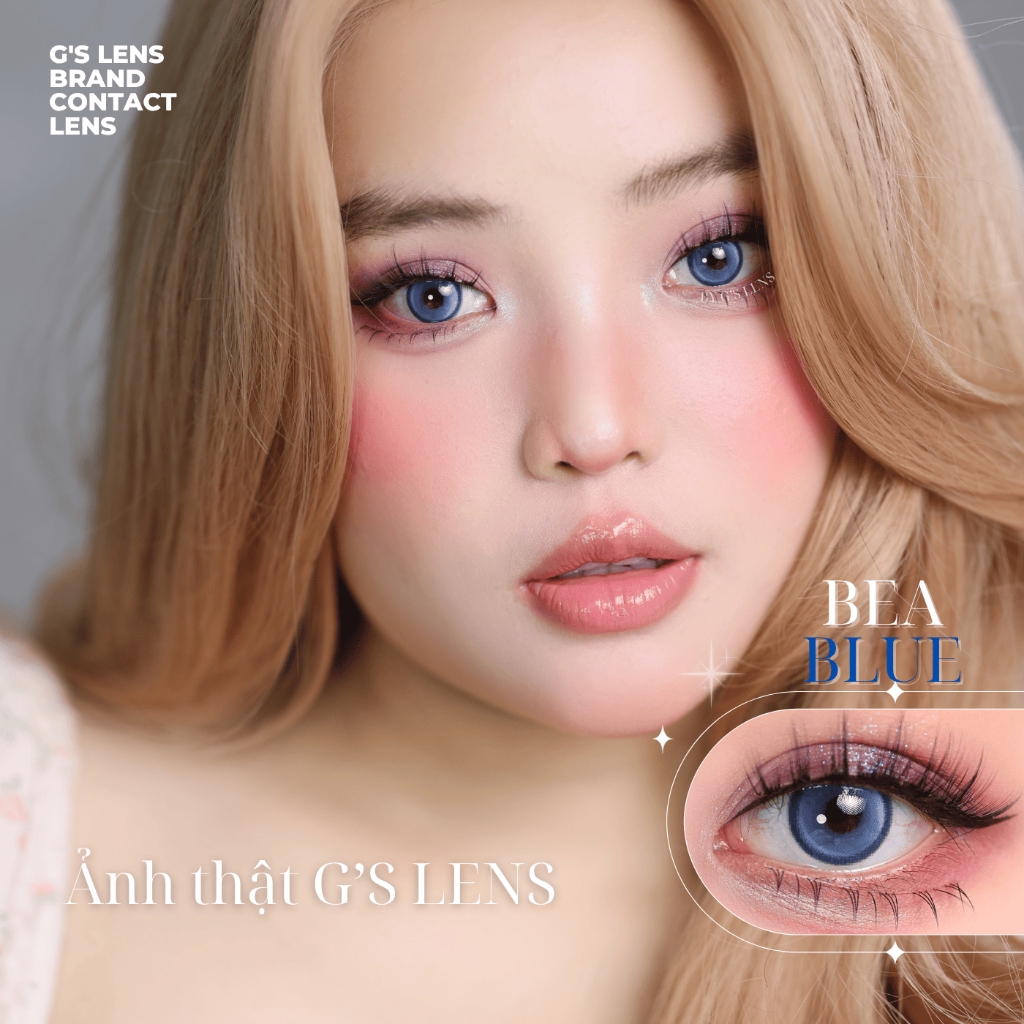 Kính áp tròng 6 tháng BEA BLUE màu xanh dương sáng tây giãn tròng nhỏ GTRENDY - MC38