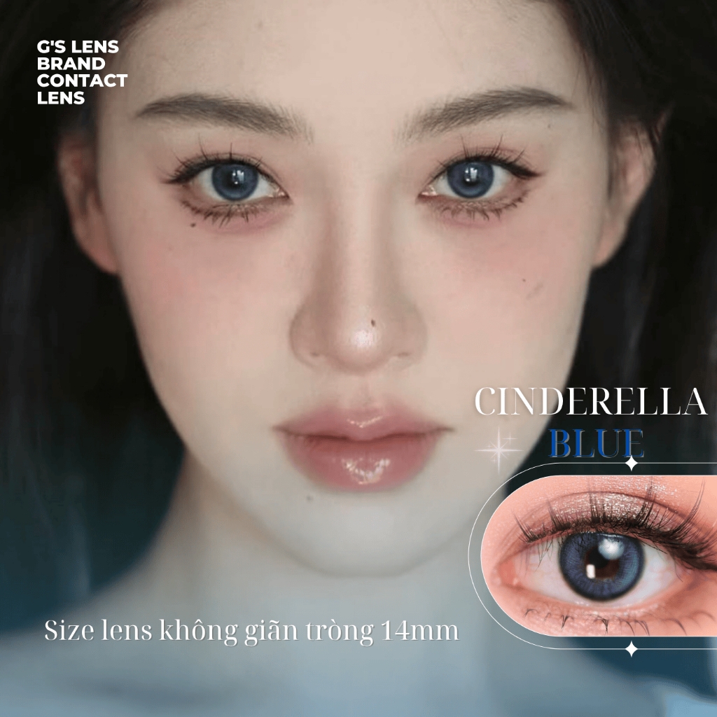 Kính áp tròng 6 tháng CINDERELLA BLUE màu xanh dương tự nhiên giãn tròng nhỏ GTRENDY - MC38