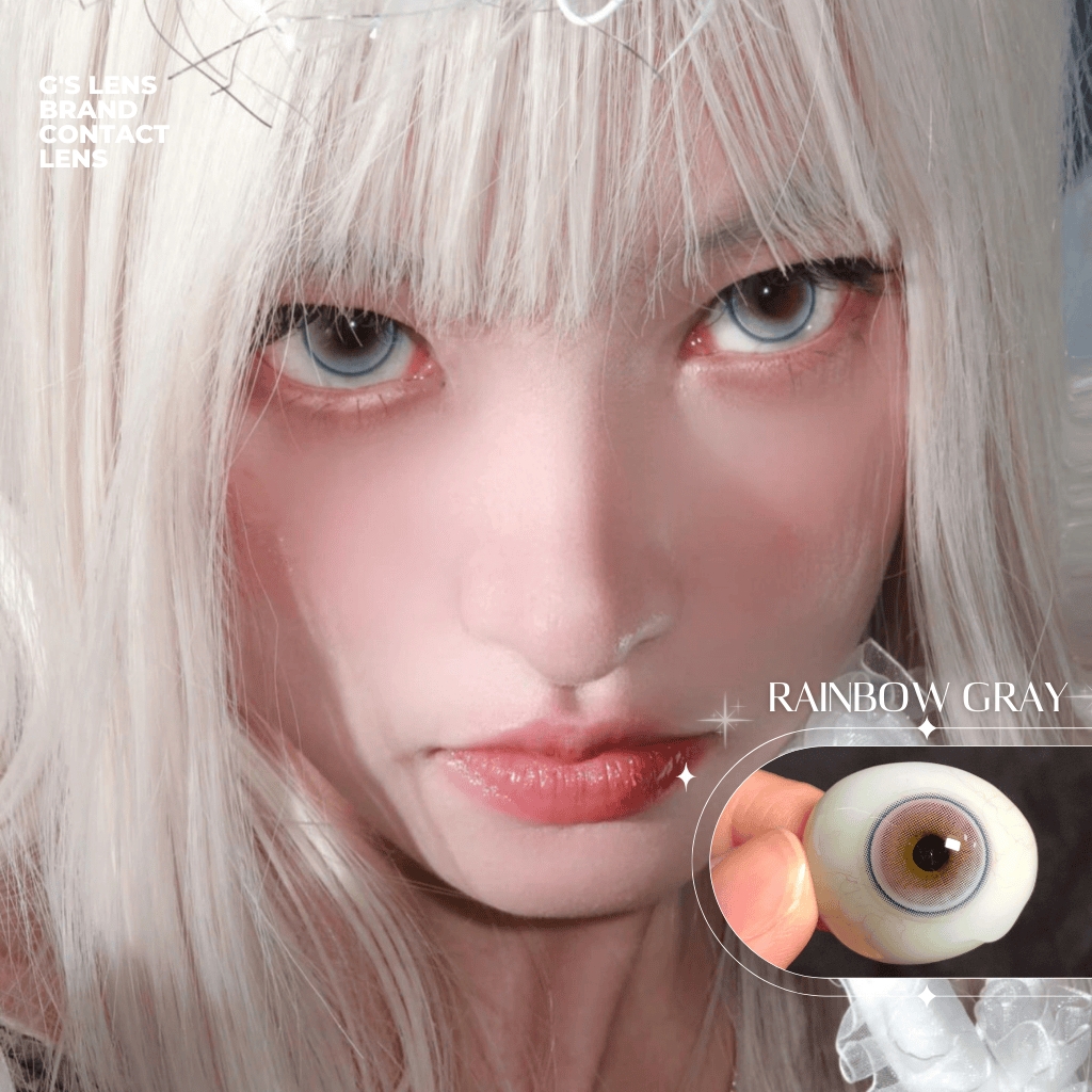 Kính áp tròng 6 tháng RAINBOW GRAY màu xám sáng tây giãn tròng nhỏ GTRENDY - MC38