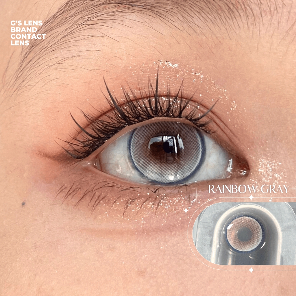 Kính áp tròng 6 tháng RAINBOW GRAY màu xám sáng tây giãn tròng nhỏ GTRENDY - MC38