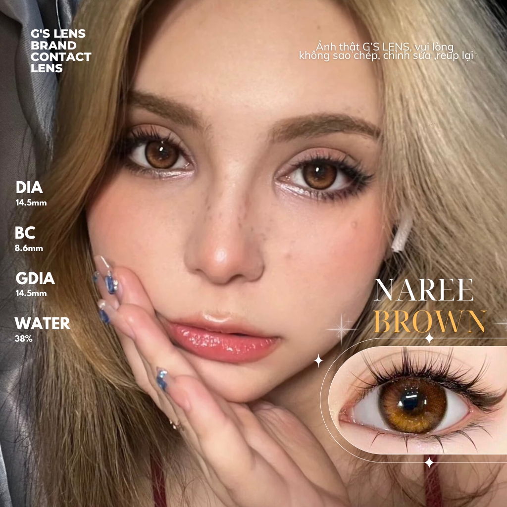 Kính áp tròng 6 tháng NAREE BROWN màu nâu sáng tây giãn tròng vừa GTRENDY - MC38