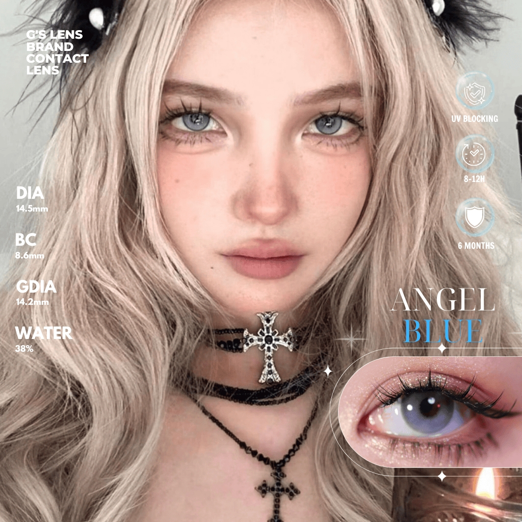Kính áp tròng 6 tháng ANGEL BLUE màu xám sáng tây giãn tròng nhỏ GTRENDY - MC38