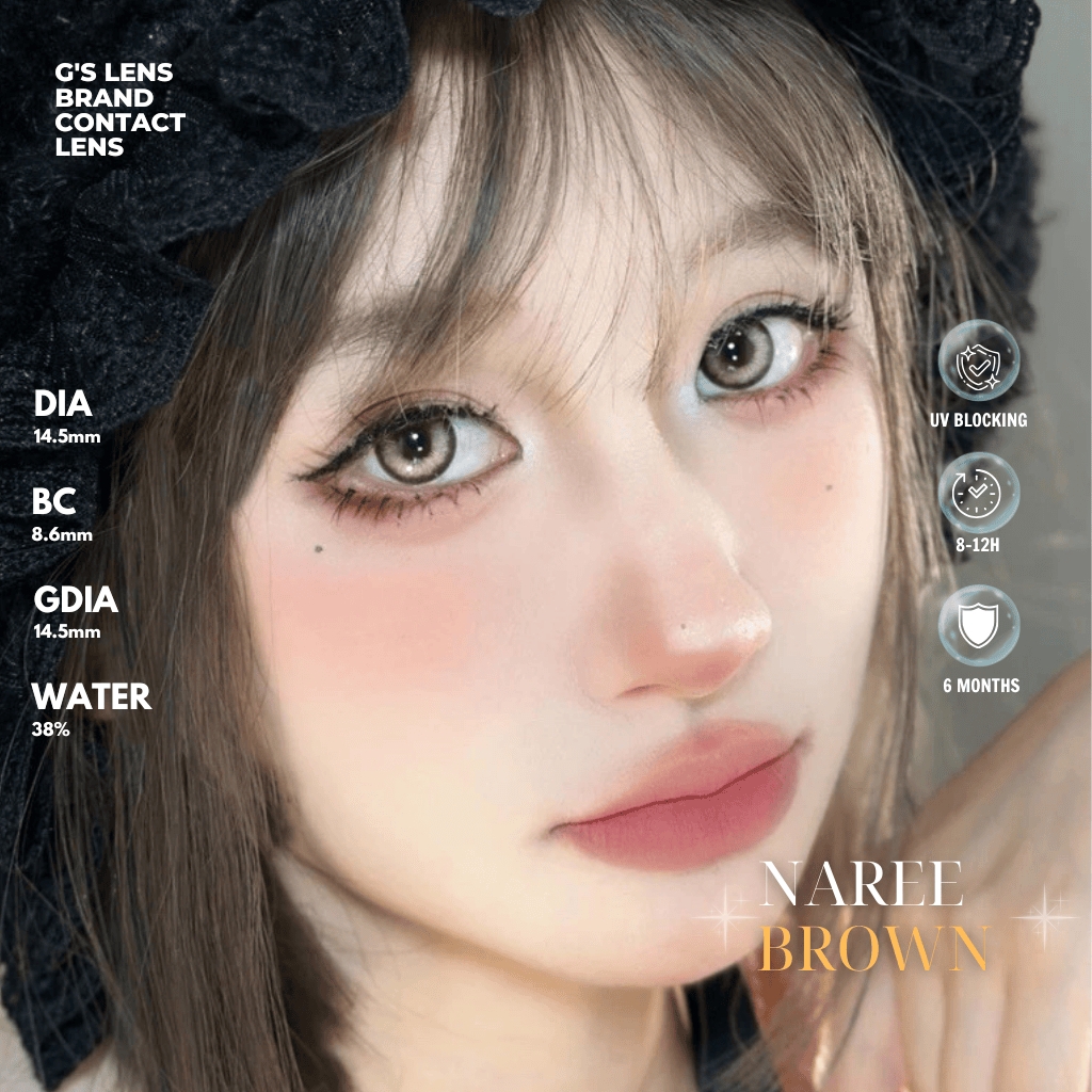 Kính áp tròng 6 tháng NAREE SOON BROWN màu nâu sáng tây giãn tròng vừa GTRENDY - MC38