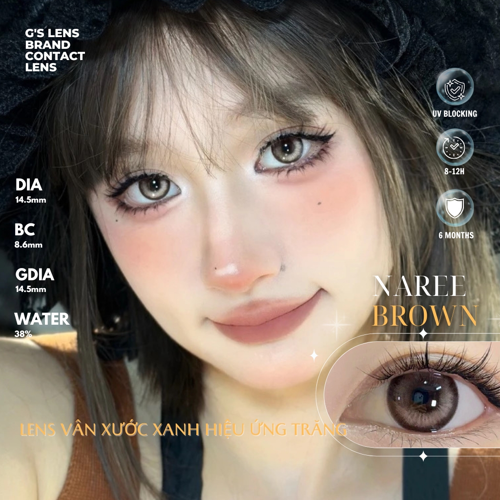 Kính áp tròng 6 tháng NAREE SOON BROWN màu nâu sáng tây giãn tròng vừa GTRENDY - MC38