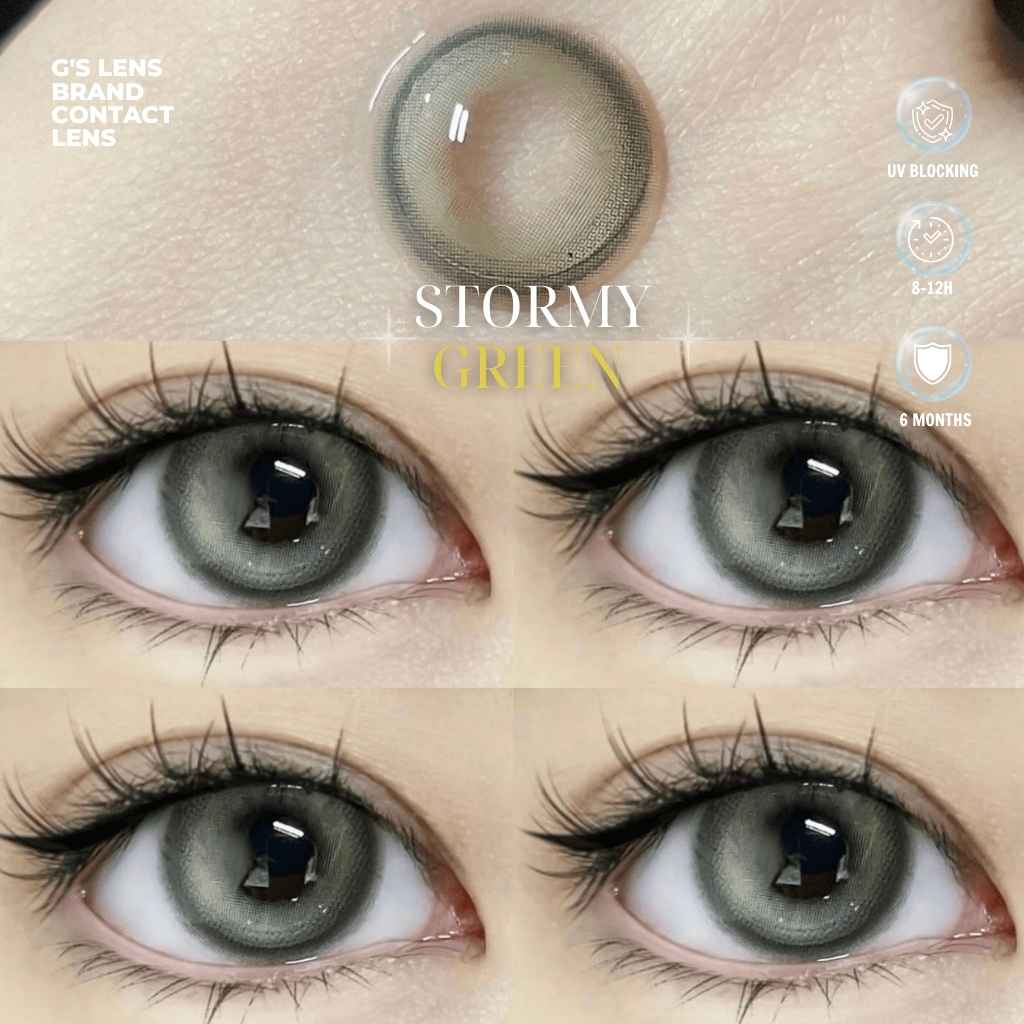 Kính áp tròng 6 tháng STORMY GREEN màu xanh lá sáng tây giãn tròng nhỏ GTRENDY - MC38