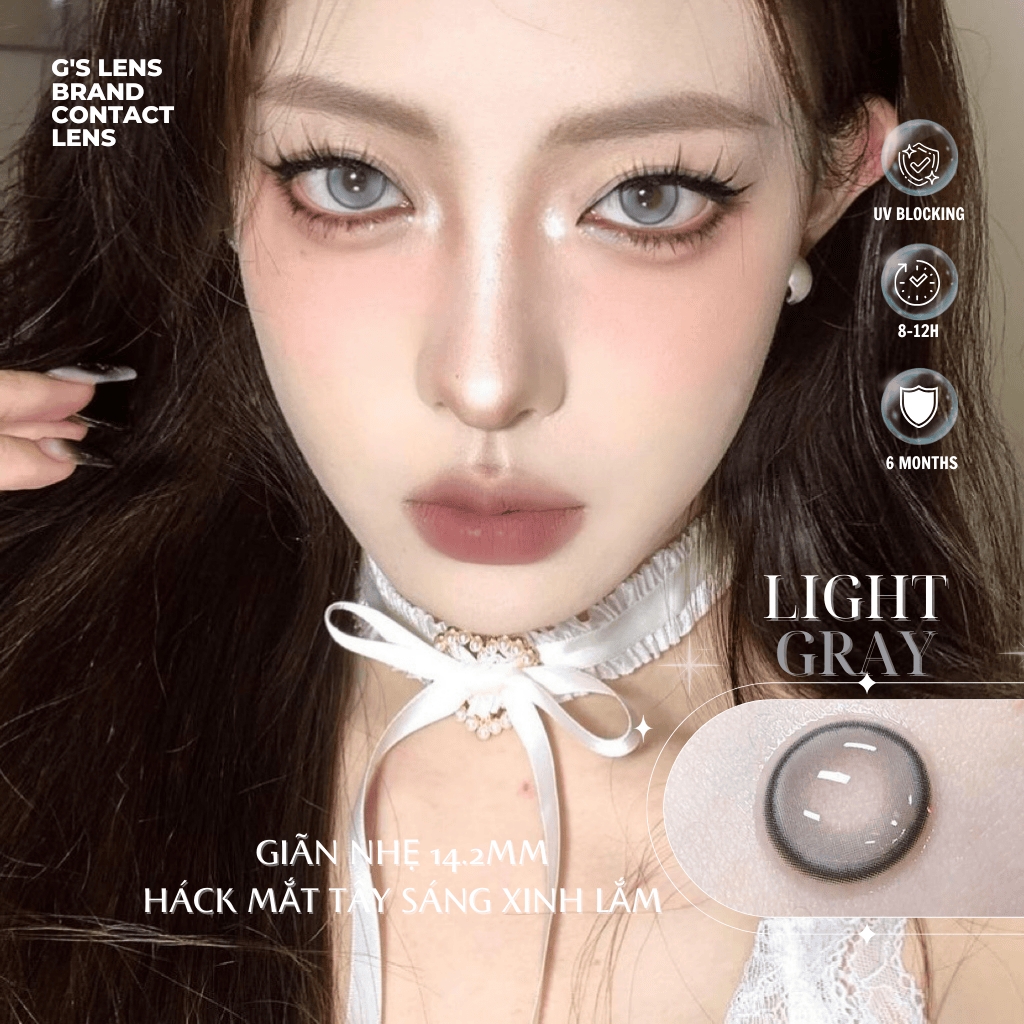 Kính áp tròng 6 tháng LIGHT GRAY màu xám sáng tây giãn tròng nhỏ GTRENDY - MC38