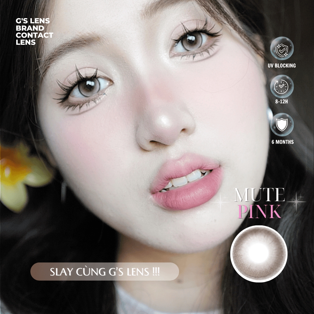 Kính áp tròng 6 tháng MUTE PINK màu hồng tự nhiên giãn tròng nhỏ GTRENDY - MCK1