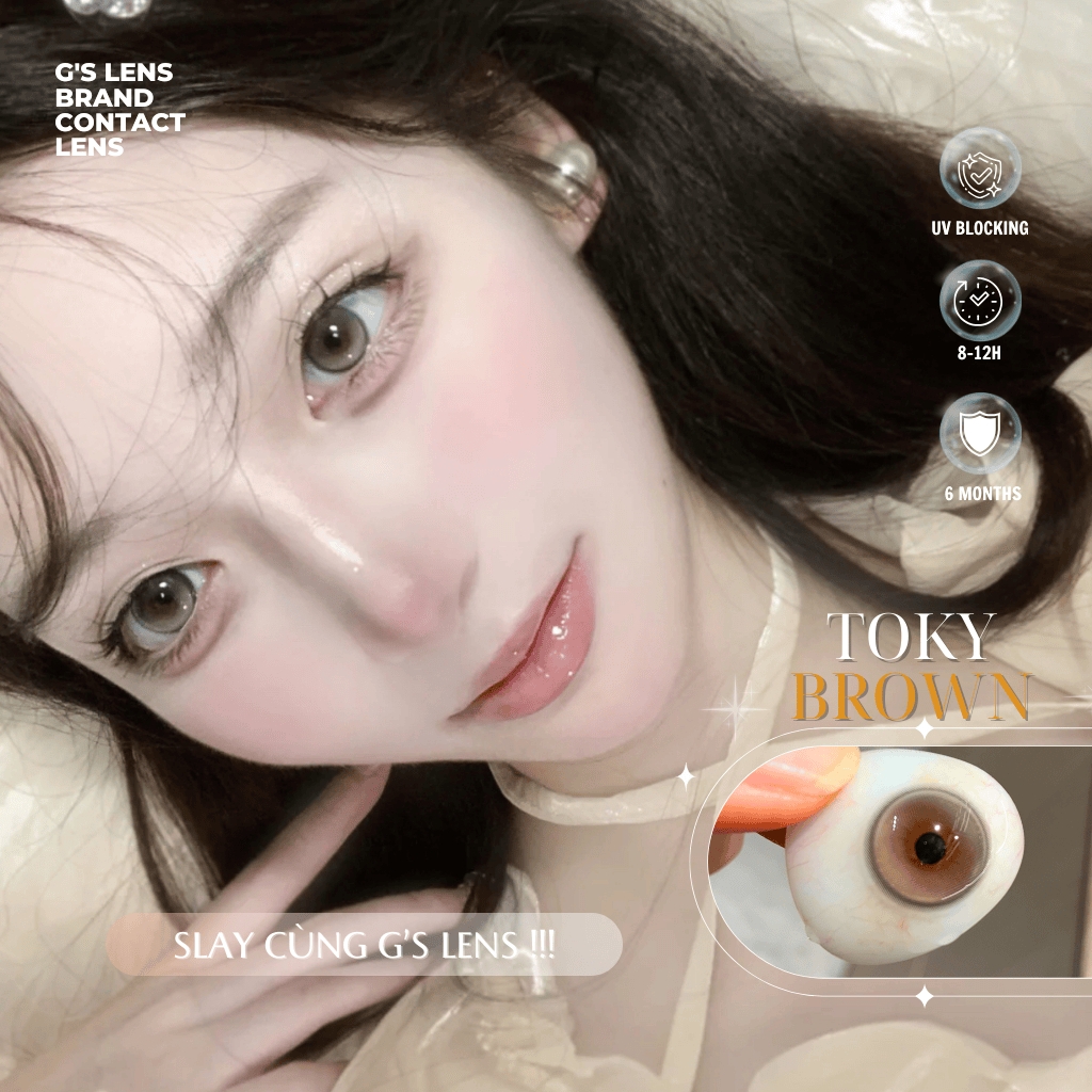 Kính áp tròng 6 tháng TOKY BROWN màu nâu tự nhiên giãn tròng nhỏ GTRENDY - MCK1