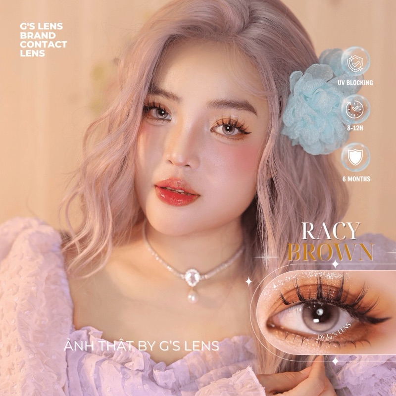 Kính áp tròng 6 tháng RACY BROWN màu nâu sáng tây giãn tròng nhỏ GTRENDY - MC38