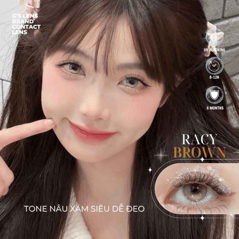 Kính áp tròng 6 tháng RACY BROWN màu nâu sáng tây giãn tròng nhỏ GTRENDY - MC38