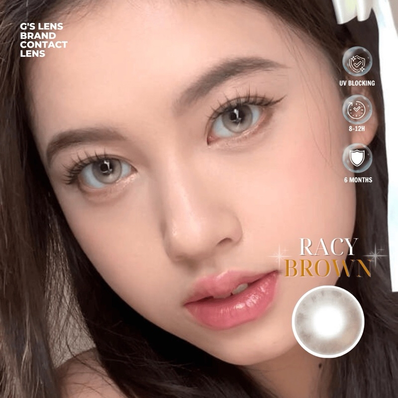 Kính áp tròng 6 tháng RACY BROWN màu nâu sáng tây giãn tròng nhỏ GTRENDY - MC38