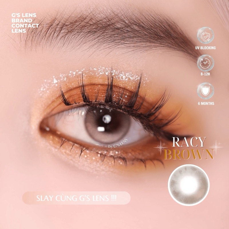 Kính áp tròng 6 tháng RACY BROWN màu nâu sáng tây giãn tròng nhỏ GTRENDY - MC38