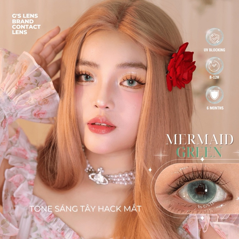 Kính áp tròng 6 tháng ARIEL MERMAID GREEN màu xanh lá sáng tây giãn tròng vừa GTRENDY - MC38