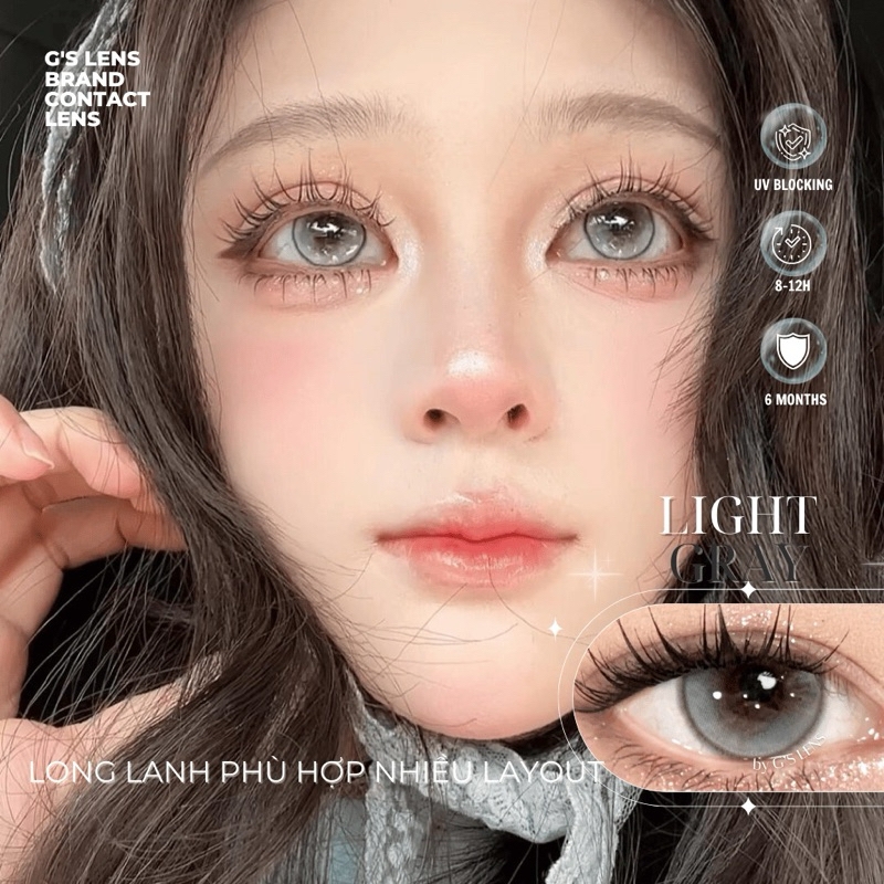 Kính áp tròng 6 tháng LIGHT GRAY màu xám sáng tây giãn tròng nhỏ GTRENDY - MC38