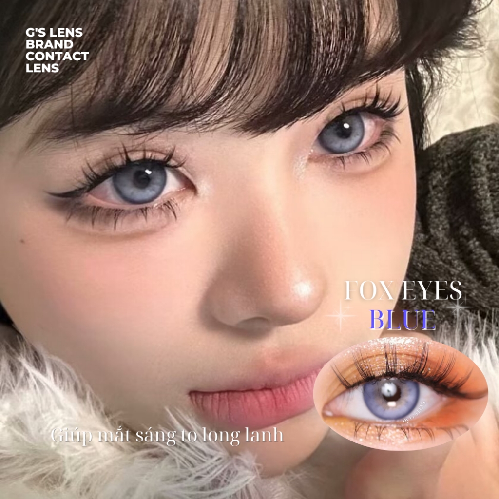 Kính áp tròng 6 tháng FOX EYES BLUE màu xanh tím sáng tây giãn tròng vừa GTRENDY - MC38