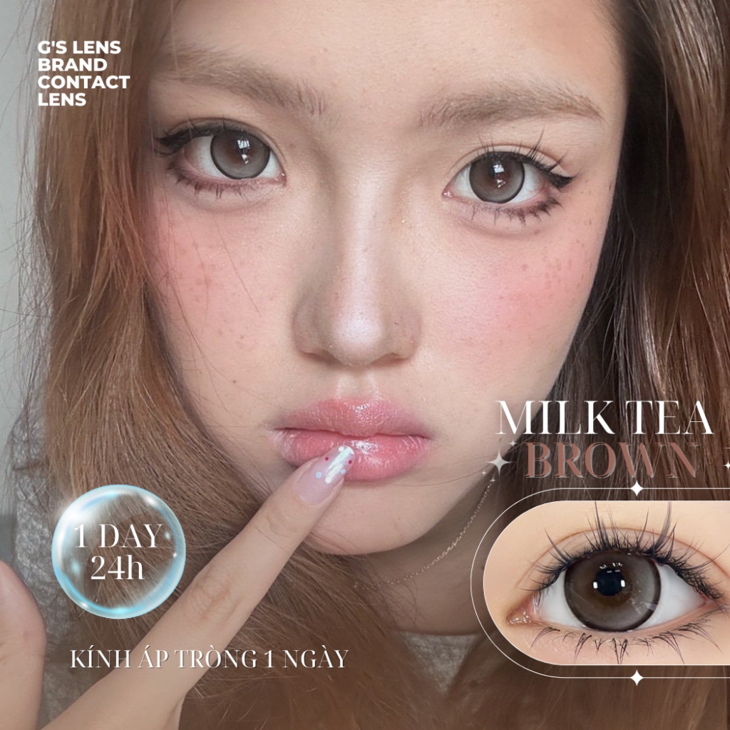 Kính áp tròng 1 ngày MILK TEA BROWN màu nâu sáng tây giãn tròng vừa GTRENDY