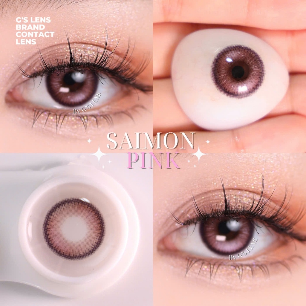 Kính áp tròng 6 tháng SAIMON PINK màu hồng nâu sáng tây giãn tròng nhỏ - Louci