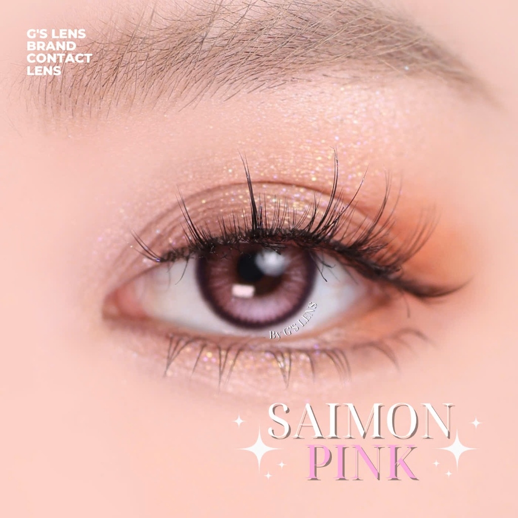 Kính áp tròng 6 tháng SAIMON PINK màu hồng nâu sáng tây giãn tròng nhỏ - Louci