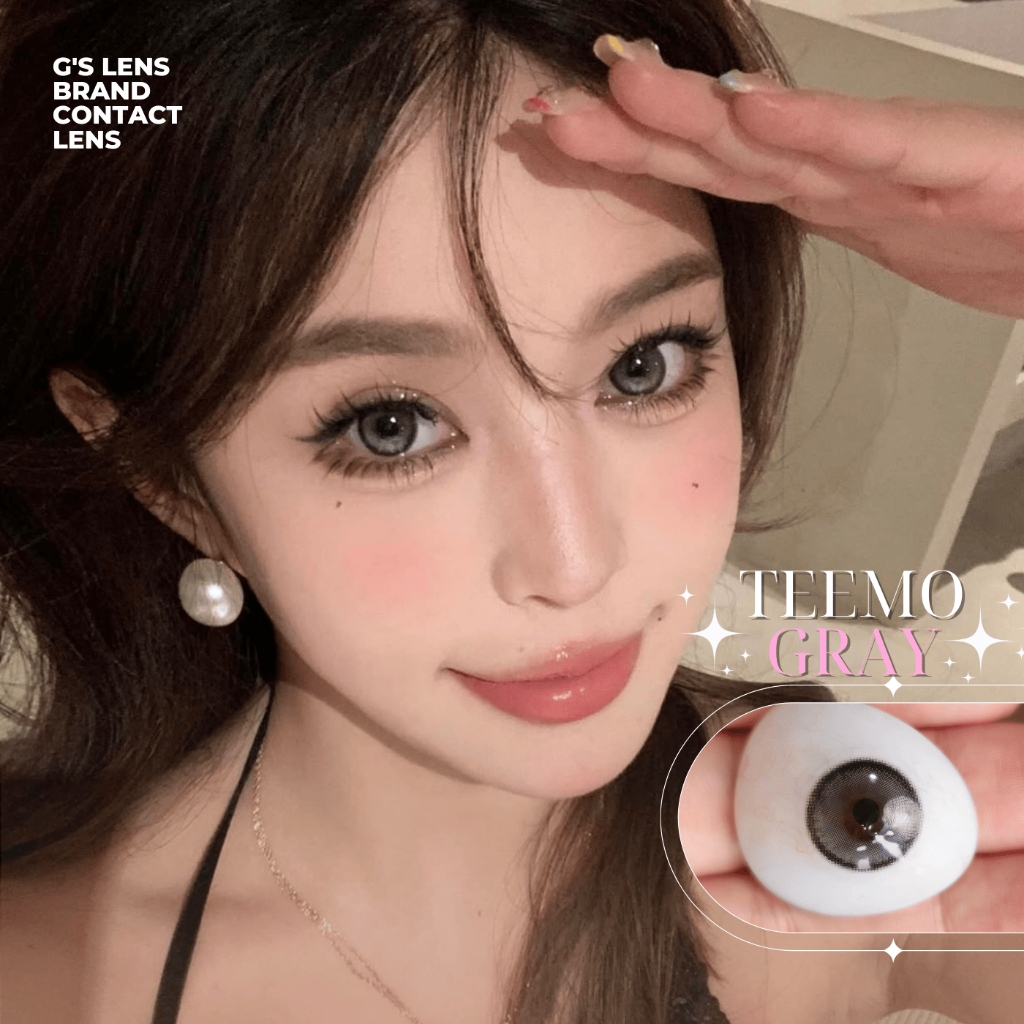 Kính áp tròng 6 tháng TEEMO GRAY màu xám đen tự nhiên giãn tròng nhỏ - BABIEE