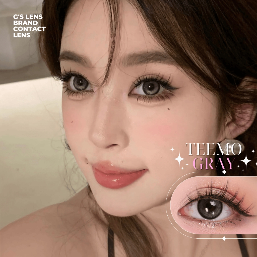 Kính áp tròng 6 tháng TEEMO GRAY màu xám đen tự nhiên giãn tròng nhỏ - BABIEE